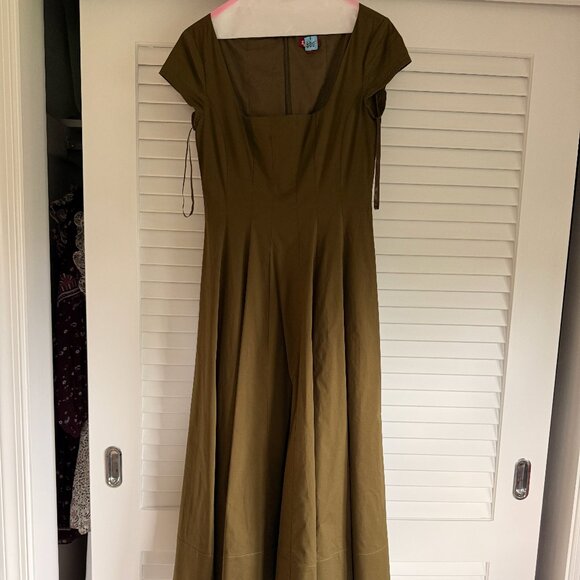 Staud Short Sleeved Wells Dress in Sergeant Green Size 6 - Picture 2 of 2